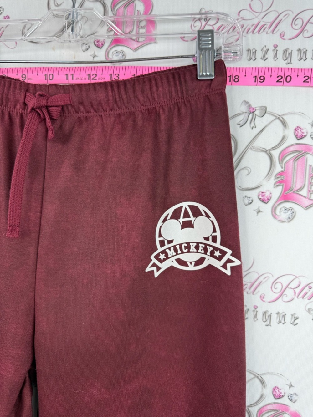 Disney sweatpants, Mickey and friends Mickey Mouse Maroon Track Pants White Logo - Picture 3 of 10